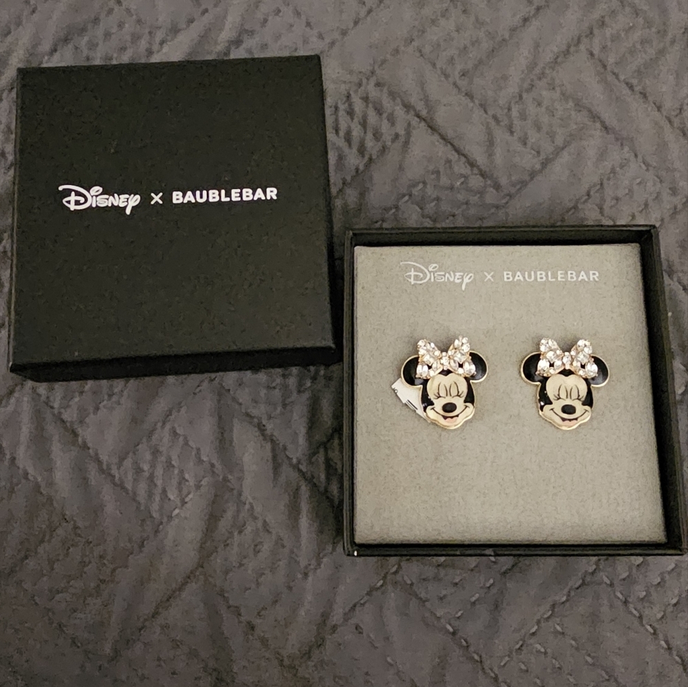 New Disney x Baublebar Minnie Mouse Rhinestone Earrings - Picture 3 of 6